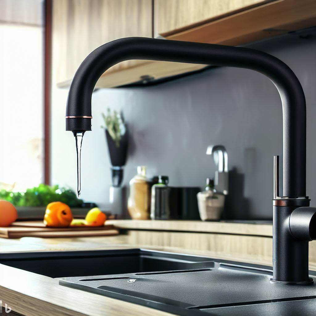 black touchless kitchen faucet 
